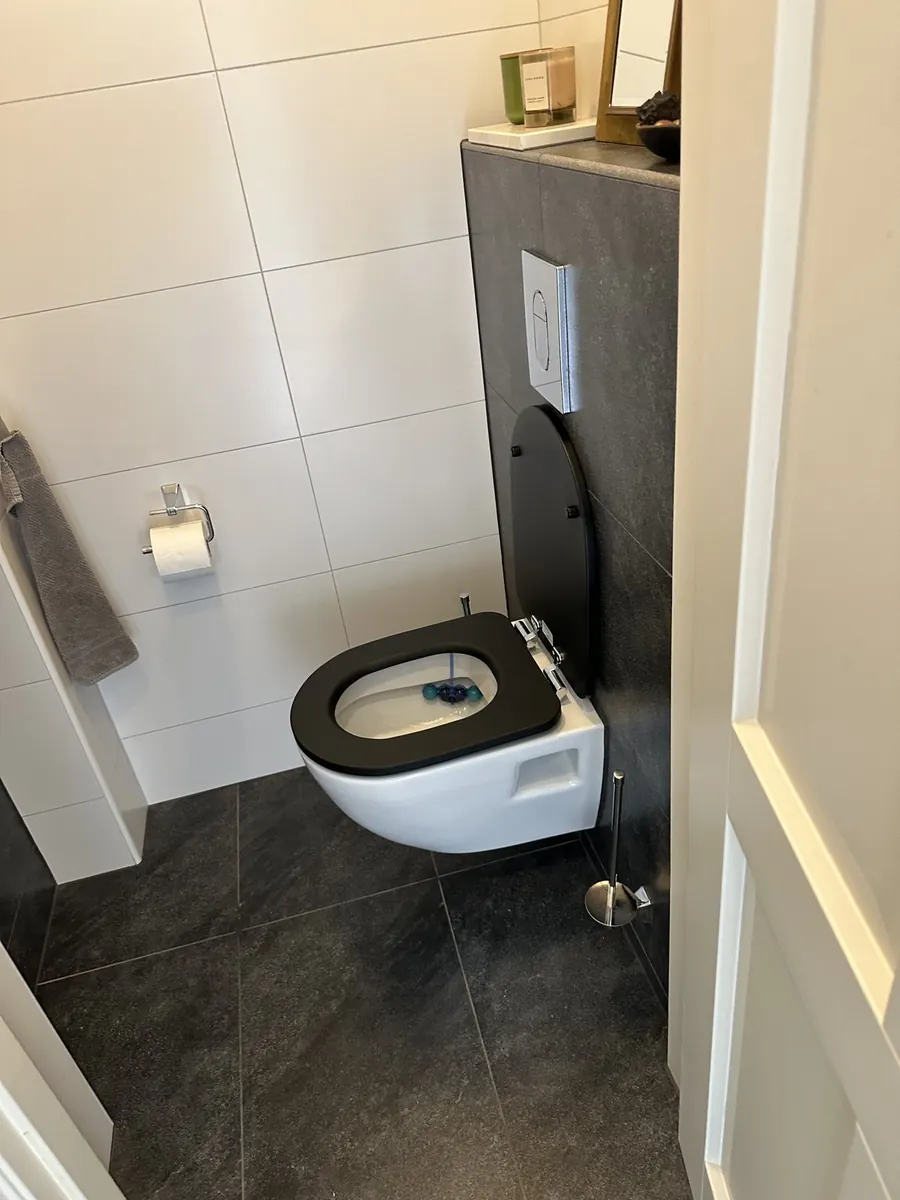 Modern toilet met zwarte accenten in Rotterdam Zuid